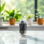 Showcasing a kurvana cartridge with elegant design against a serene natural backdrop.