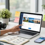 Free AI image detector in action as a user uploads an image file in a modern workspace.