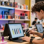 Discover the Hayati proma pod kit in a vibrant vape store atmosphere.