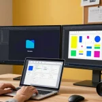 Explore Snipaste下载 interface in a modern home office, featuring colorful screenshot tools and annotations for enhanced productivity.